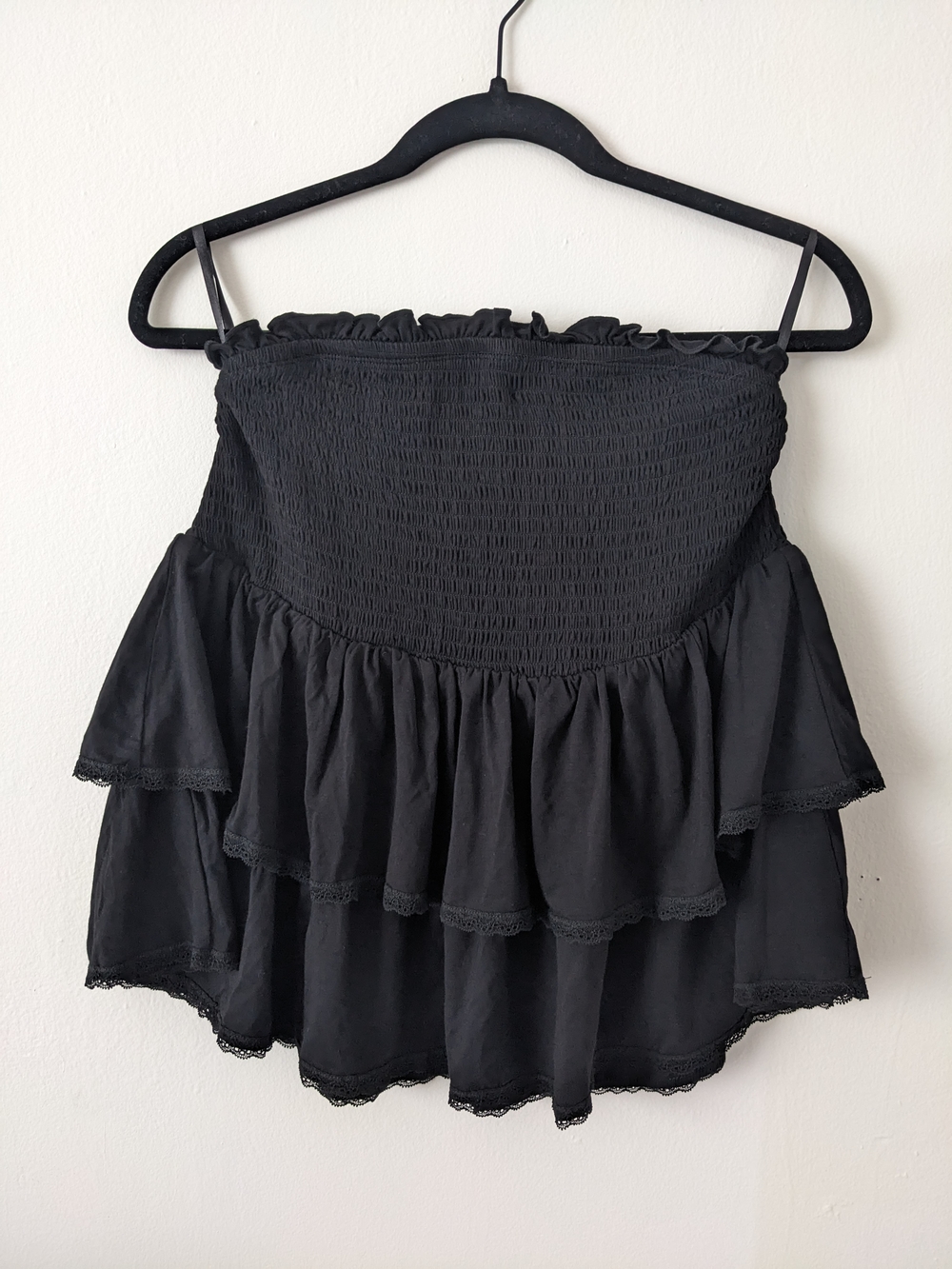 torrid Deep Black Smocked Tiered Tube Top